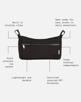 ODIN Eco Stroller Caddy with built in stroller clips - black