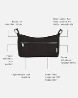 ODIN Eco Stroller Caddy With Built in Stroller Clips - Black