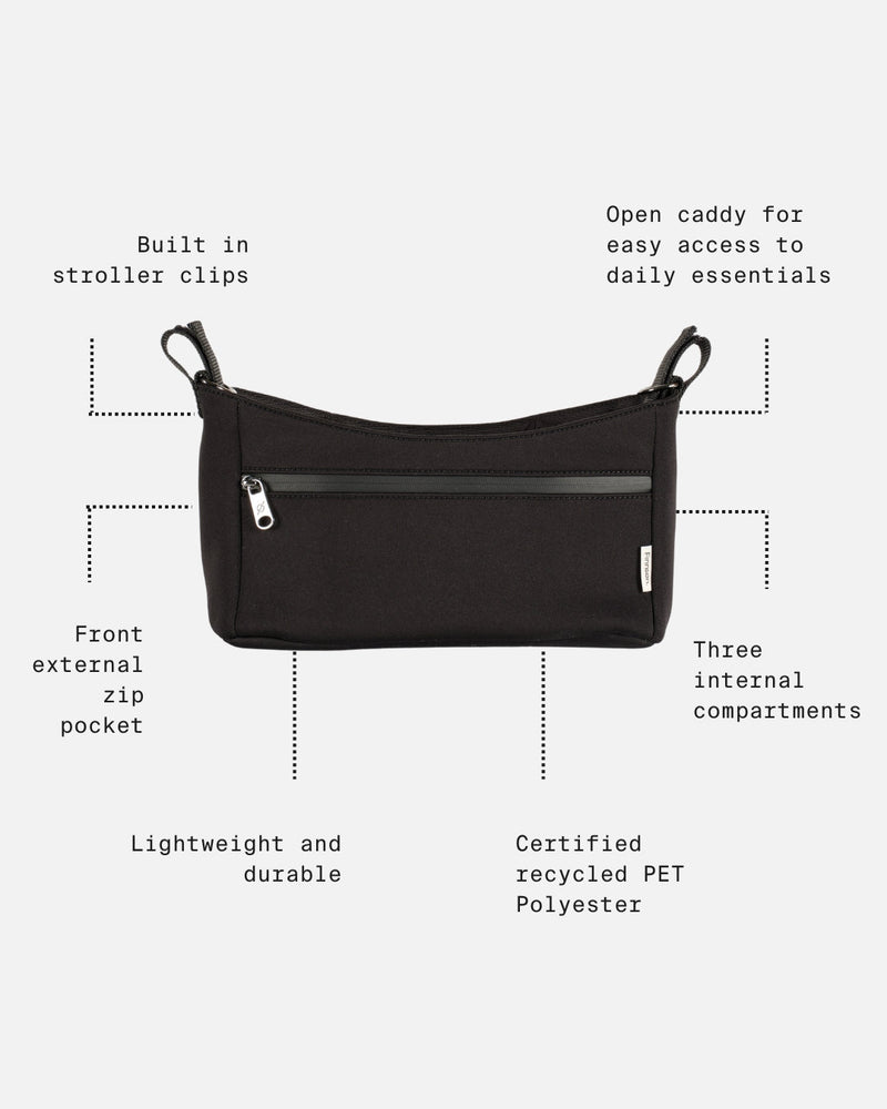 ODIN Eco Stroller Caddy With Built in Stroller Clips - Black