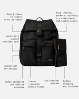 ELISE Eco Changing Backpack with Changing Mat - Black