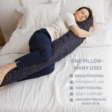 Nursing and Pregnancy Pillow in C-Shape With Organic Cover and Natural Kapok Filling in Navy