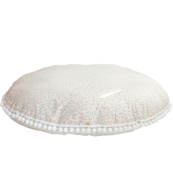 MINICAMP Big Floor Cushion With Pompoms in Colour Drops on White