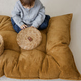 MINICAMP Tufted Corduroy Floor Cushion, French Style Pillow in Mustard
