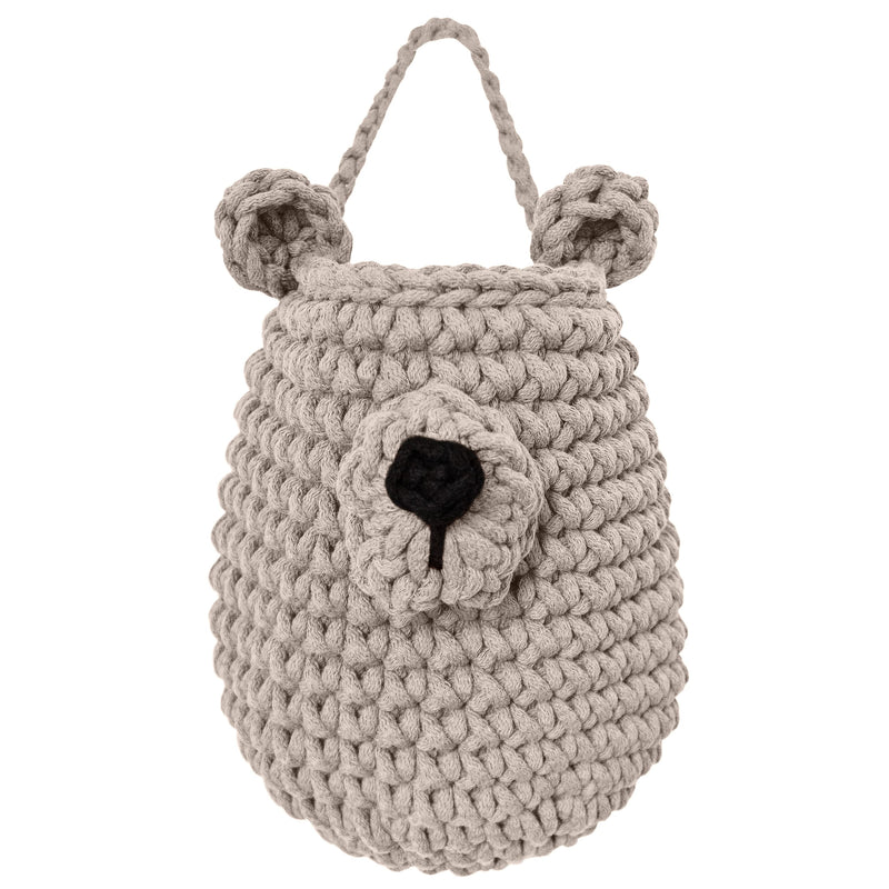 Crochet Hanging Bear Basket | BEIGE