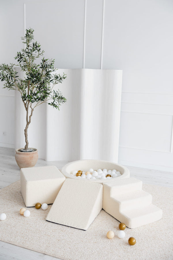 Monio - Boucle Foam Soft Play & Ball Pit 200 Balls - Cream