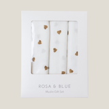 Bamboo Muslin Gift Set - Neutral Heart