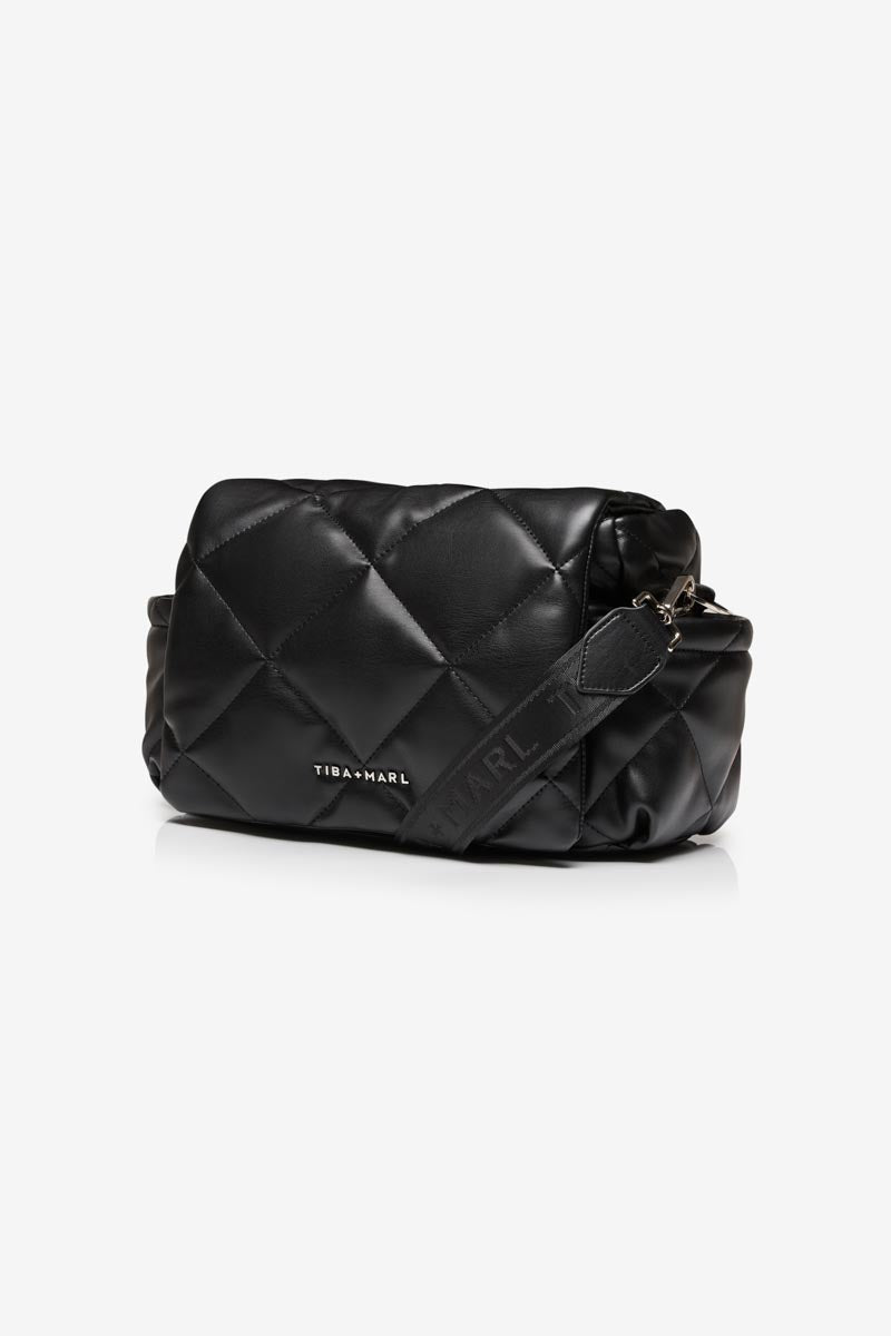 Nova Eco Compact Changing Bag Black Quilted Faux Leather