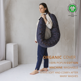 Nursing and Pregnancy Pillow in C-Shape With Organic Cover and Natural Kapok Filling in Navy