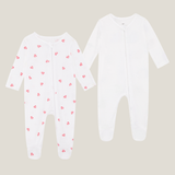 Sleepsuit 2 Pack - Pink Heart / White