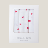 Bamboo Muslin Gift Set - Pink Heart