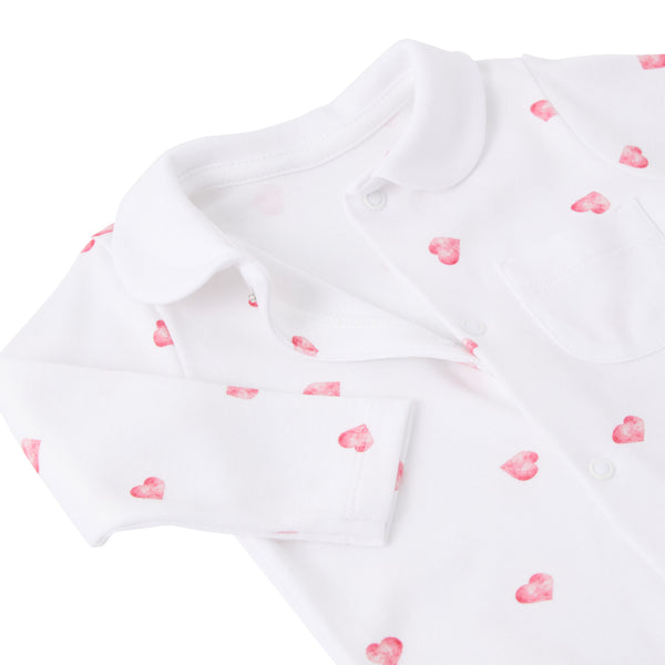 Sleepsuit With Collar - Pink Heart