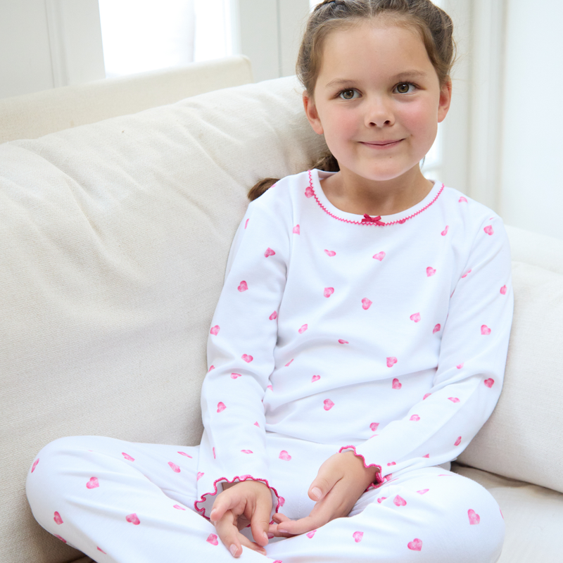 Pyjamas With Frill - Pink Heart – Mimibear