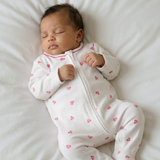 Sleepsuit With Trim - Pink Heart