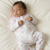 Sleepsuit With Trim - Pink Heart