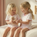 Summer Pyjamas With Frill - Pink Heart