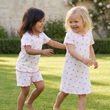 Summer Pyjamas With Frill - Pink Heart