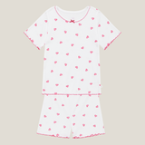Summer Pyjamas With Frill - Pink Heart