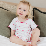 Summer Pyjamas With Frill - Pink Heart