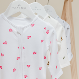 Sleepsuit 2 Pack - Pink Heart / White