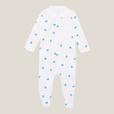 Sleepsuit With Collar - Blue Heart