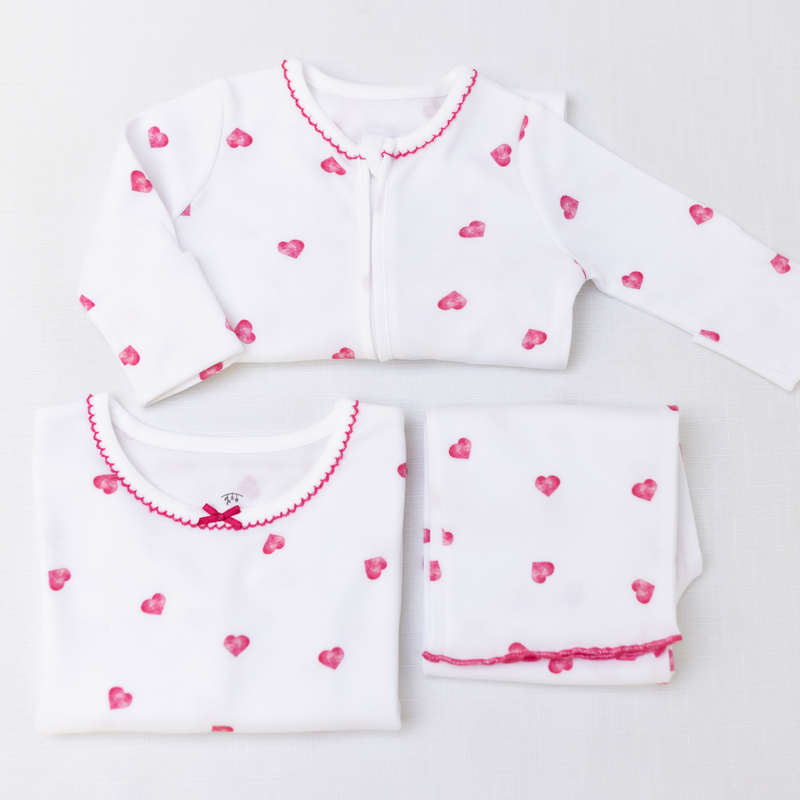 Pyjamas With Frill - Pink Heart