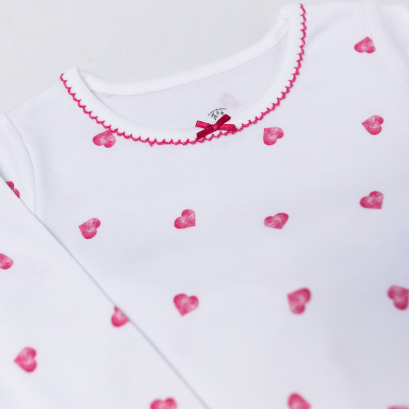 Pyjamas With Frill - Pink Heart