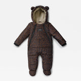 ANDERS Eco Snowsuit - Chocolate Leopard (With Feet)
