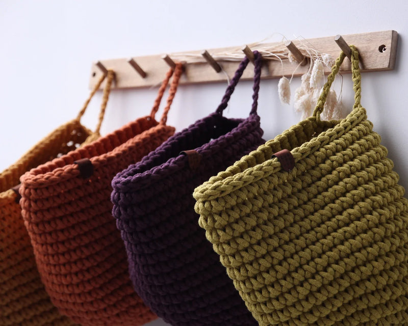 Crochet Hanging Bags | AUBERGINE