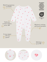 Sleepsuit With Trim - Pink Heart