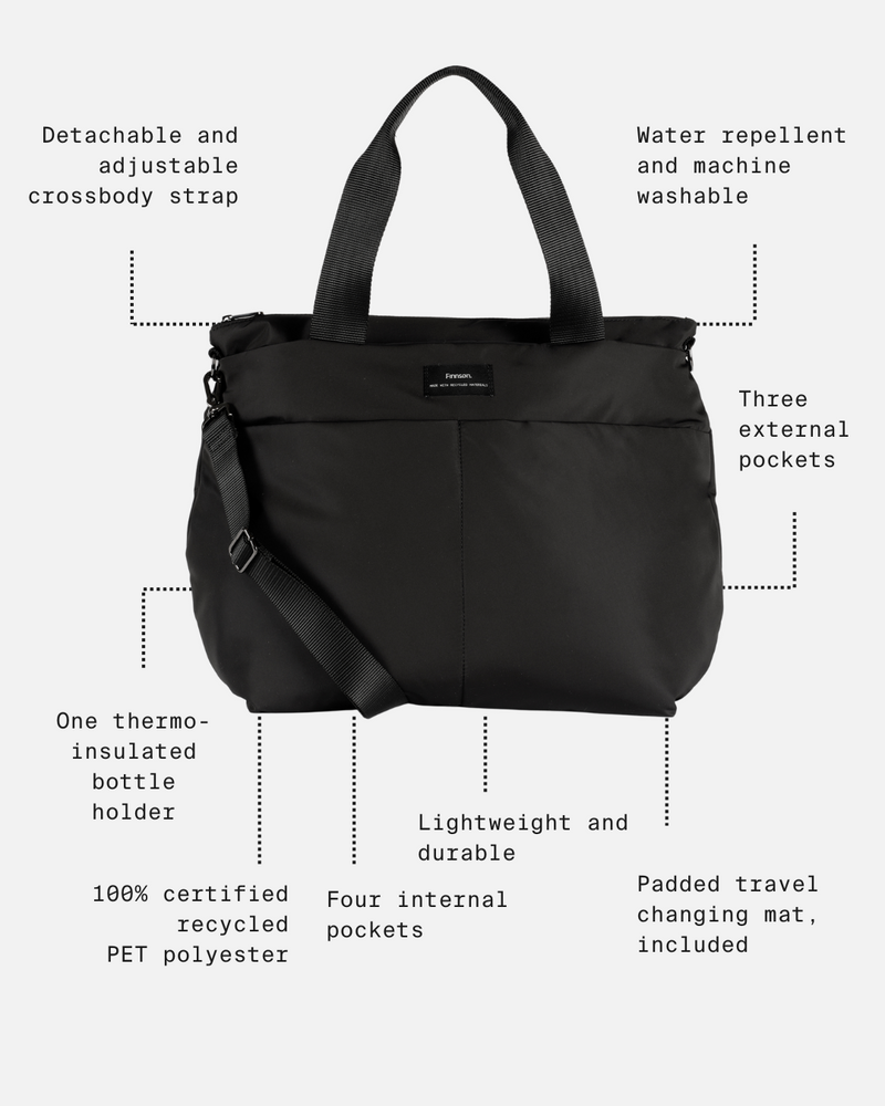 SIGRID Eco Changing Bag With Changing Mat - Black