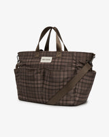 T+M Canvas Pocket Tote Brown Tonal Tartan Print