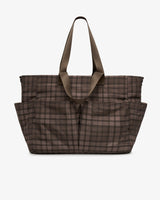 T+M Canvas Pocket Tote Brown Tonal Tartan Print