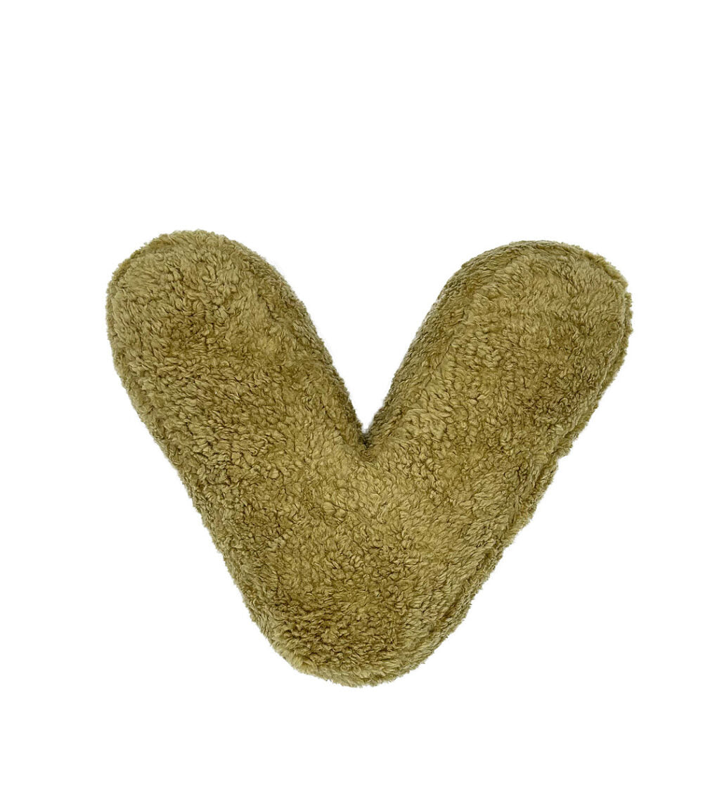 Boucle Letter Cushion-Olive Green