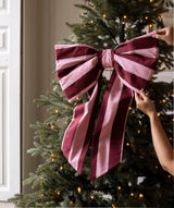 Christmas Hanging Bow - Bold Stripe Burgundy
