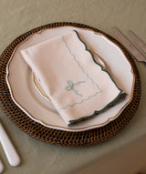 Embroidered Bow Napkins, Set of 2 - Dark Green
