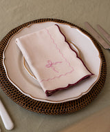 Embroidered Bow Napkins, Set of 2 - Burgundy