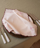 Embroidered Bow Napkins, Set of 2 - Burgundy
