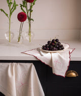 Embroidered Bow Napkins, Set of 2 - Burgundy