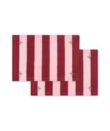 Cotton Place Mats, Set of 2 - Bold Stripe Burgundy
