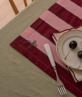 Cotton Place Mats, Set of 2 - Bold Stripe Burgundy