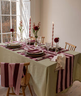 Cotton Place Mats, Set of 2 - Bold Stripe Burgundy
