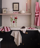 Tea Towels, Set of 2 - Bold Stripe Burgundy