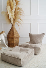 Monio - Small - Corduroy Pouffe - Beige