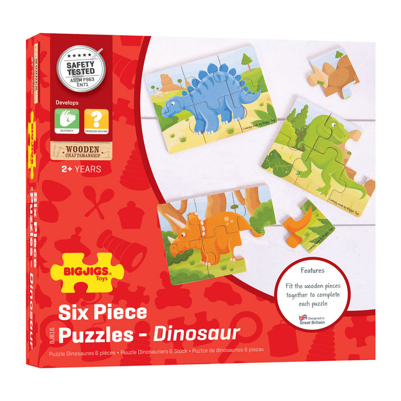 Dinosaur (6 Piece Puzzles) - 3 Puzzles