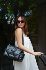 Nova Eco Compact Changing Bag Black Quilted Faux Leather