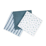 Lulujo - 3 Pack Mini Muslin Cloths - Blueberries