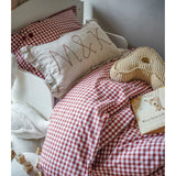 Personalised Embroidered Ruffled Linen Pillow - Natural