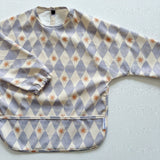 Long Sleeved Baby Bib - Blue Harlequin