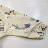 Long Sleeved Baby Bib - Digger Land Print