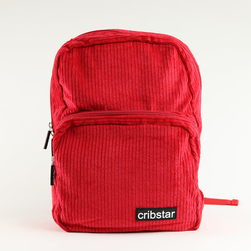 Red best sale corduroy backpack